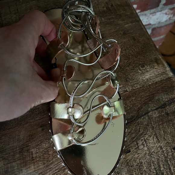 J.Crew gladiator sandals, gold, new made in Italy size 8 1/2 - Picture 7 of 7